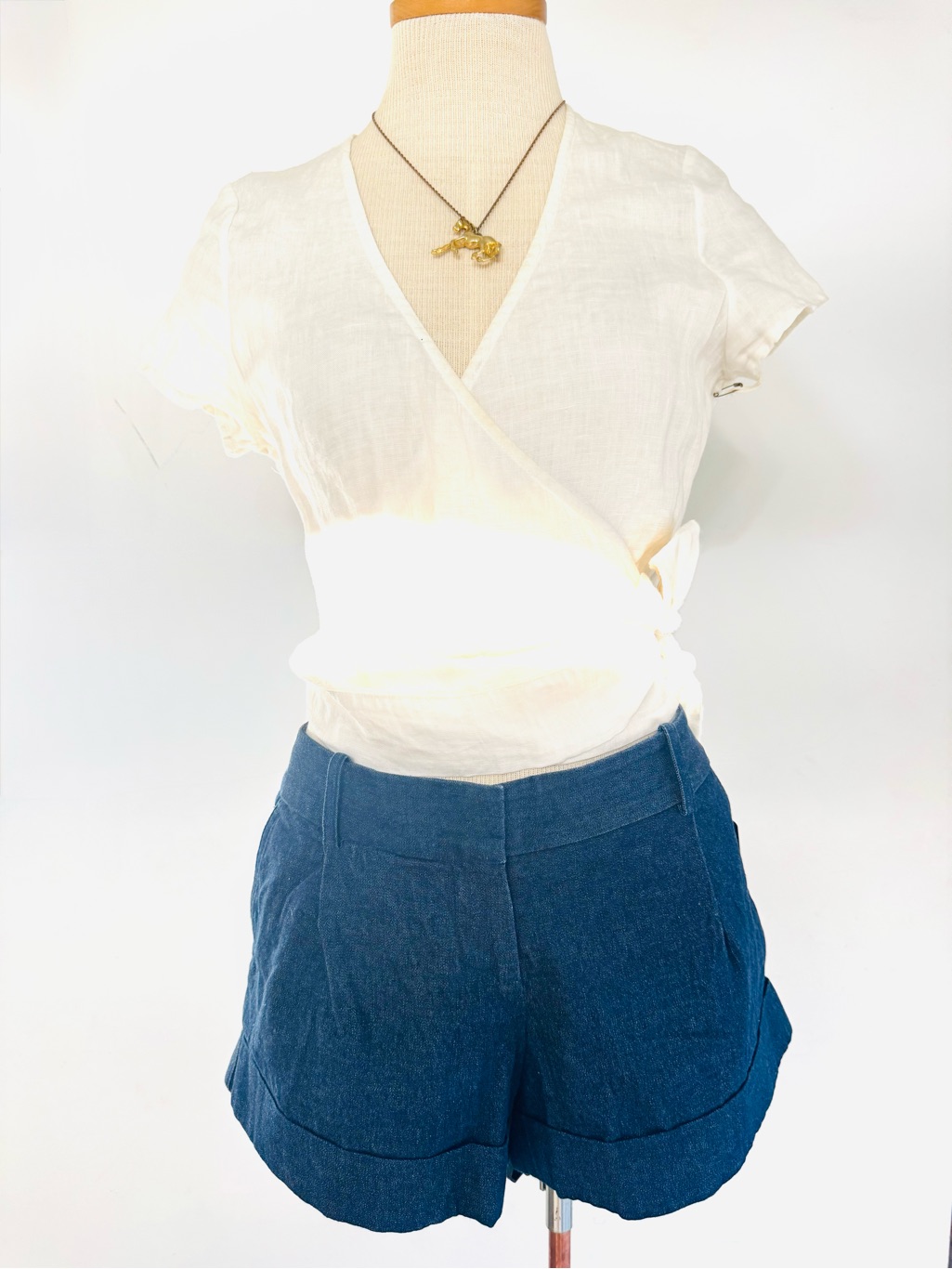 Indy Brand Georgie Dark Blue Denim Cuffed Trouser Short